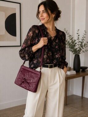 K. Mann vintage leather plum purse
